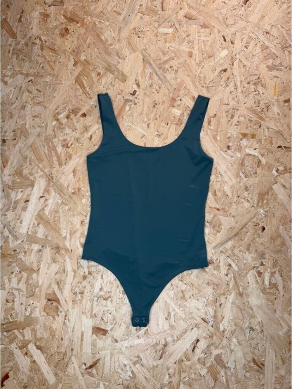 Express Body Contour Bodysuit Womens Medium Teal Green Scoop Neck Thong Snap